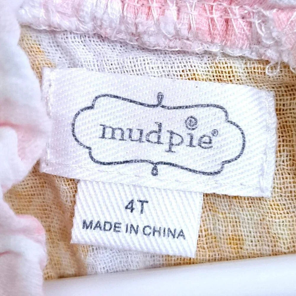 Mud Pie Girl's 4T Sleeveless Pineapple Print Multicolor Ruffles Dress
